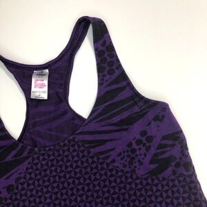 ZUMBA Wear Tank Top Women's Medium Purple Black Racerback Funky Active Workout